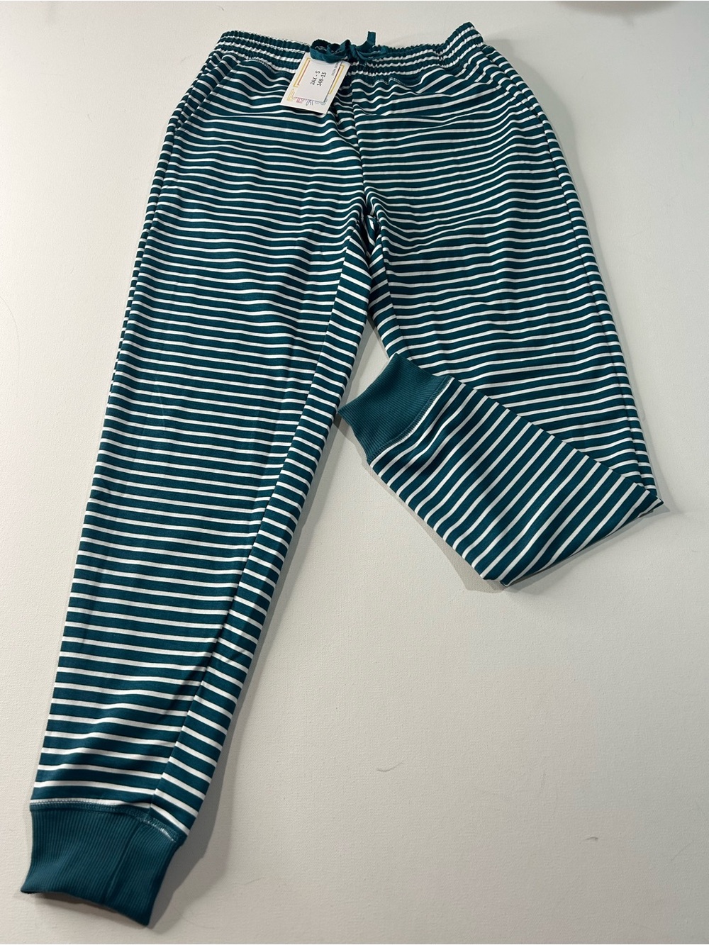NWT LuLaRoe Small Jax Teal and White Striped Jogger Pants